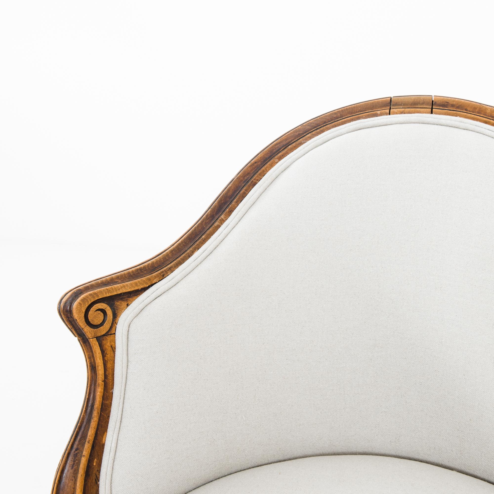 French Provincial 1860s French Upholstered Wooden Armchair