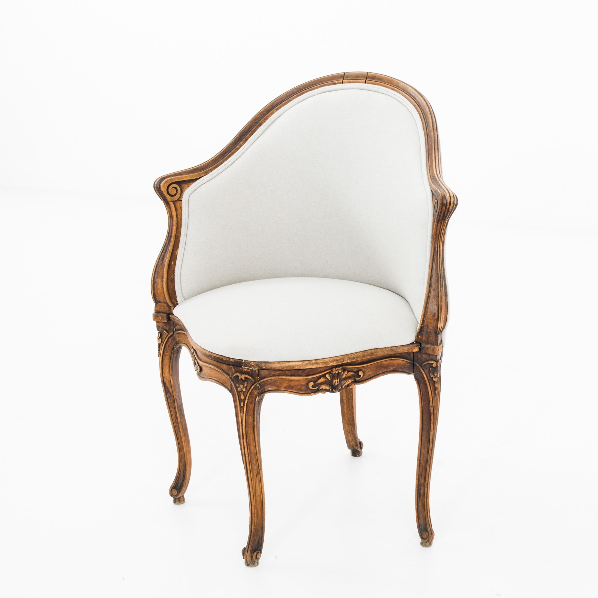 1860s French Upholstered Wooden Armchair 1