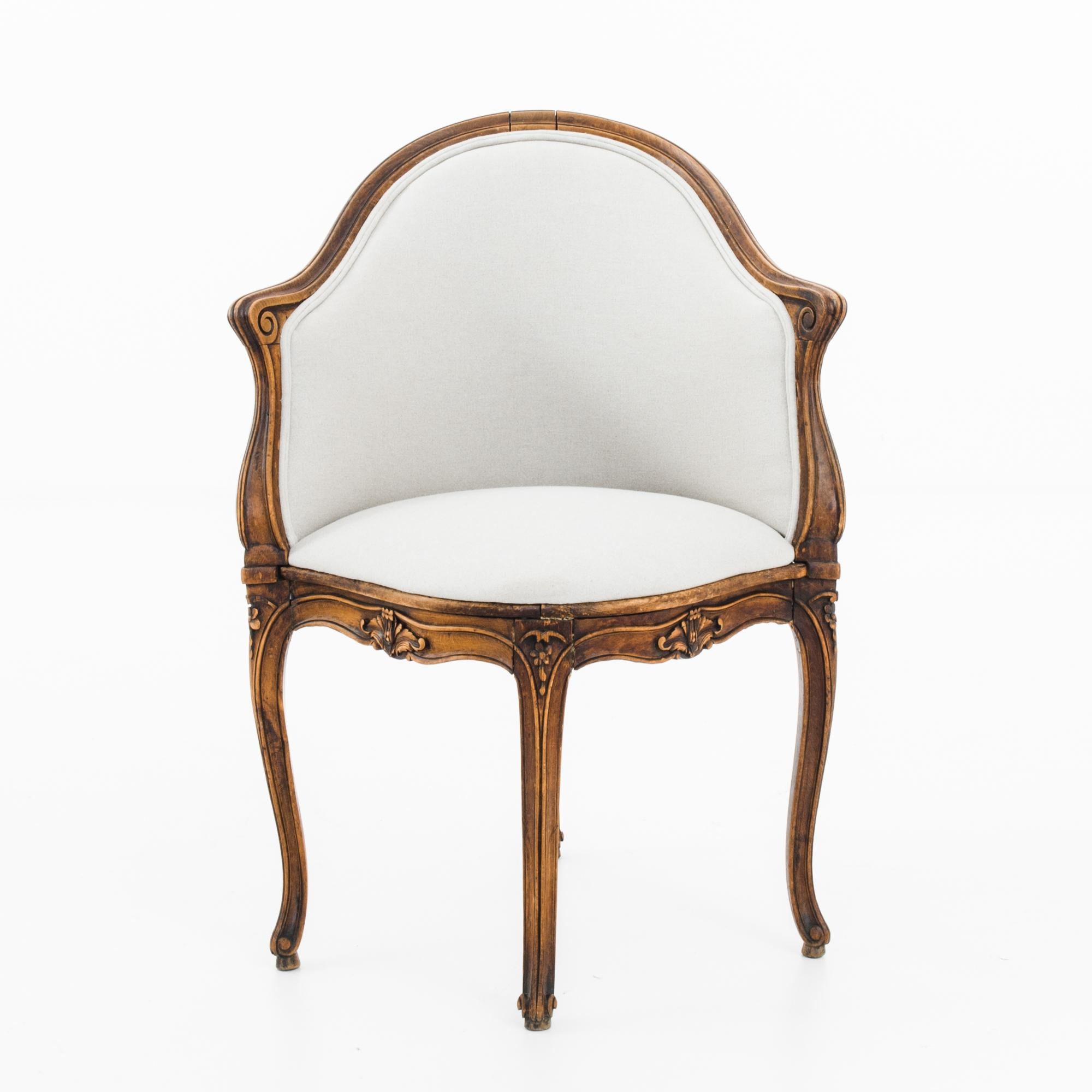 1860s French Upholstered Wooden Armchair 2