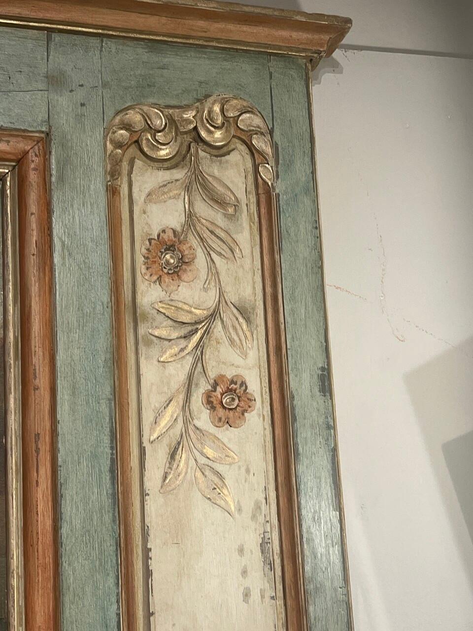 Rococo 1860's Hand Painted French Trumeau Mirror For Sale