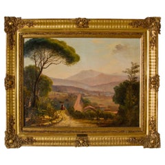 1860 Pintura italiana firmada Paisaje napolitano