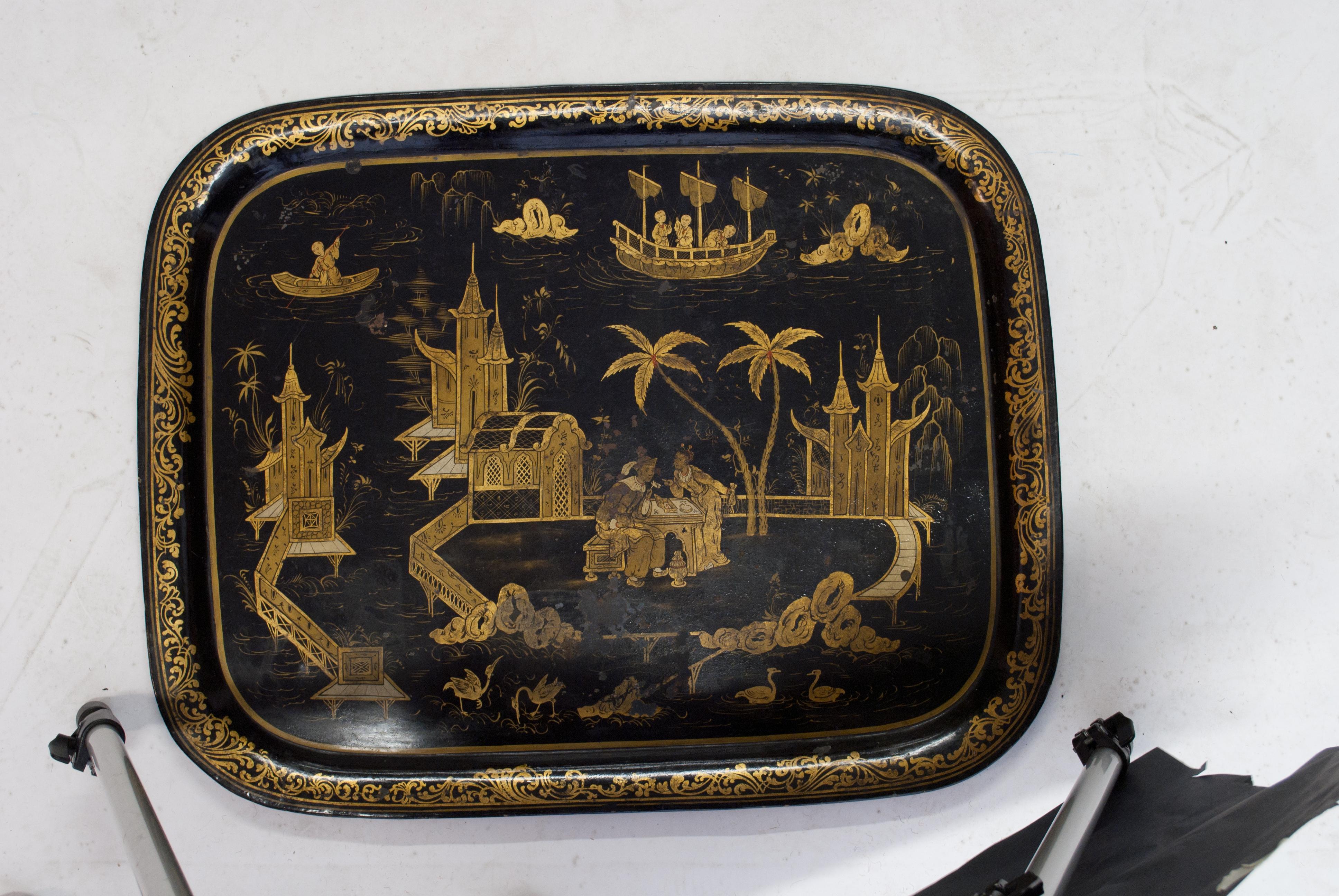 French 1860s Large Napoleon III Japanned Tray