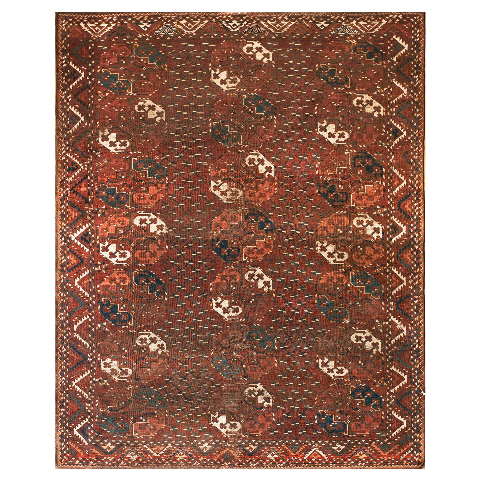 1860s Rare Red Collectable Tribal Afghan Turkmen Ersari-Beshir Rug 6
6x8
 Carpet For Sale