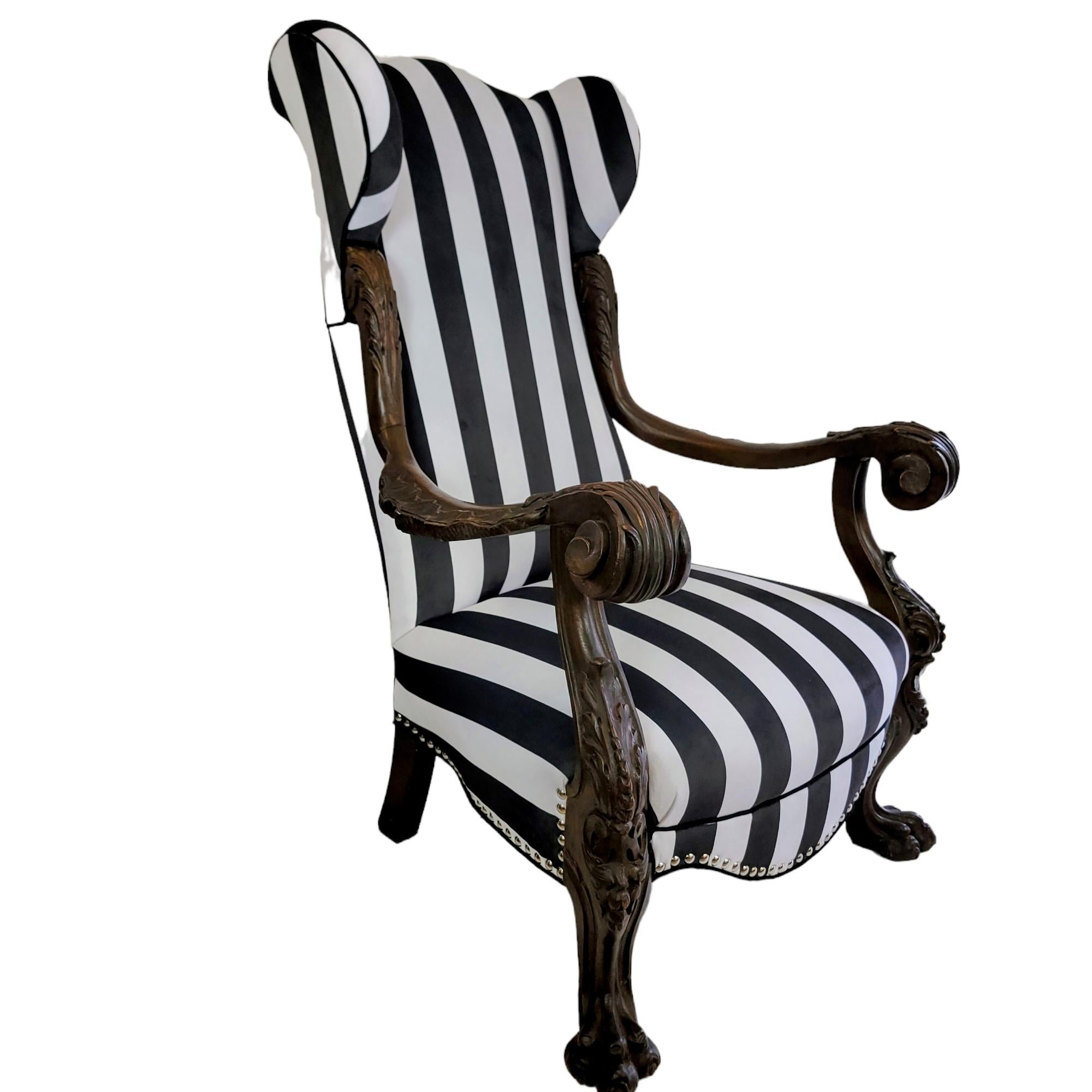 Italian 1860s Rococo Revival Wingback Chair For Sale