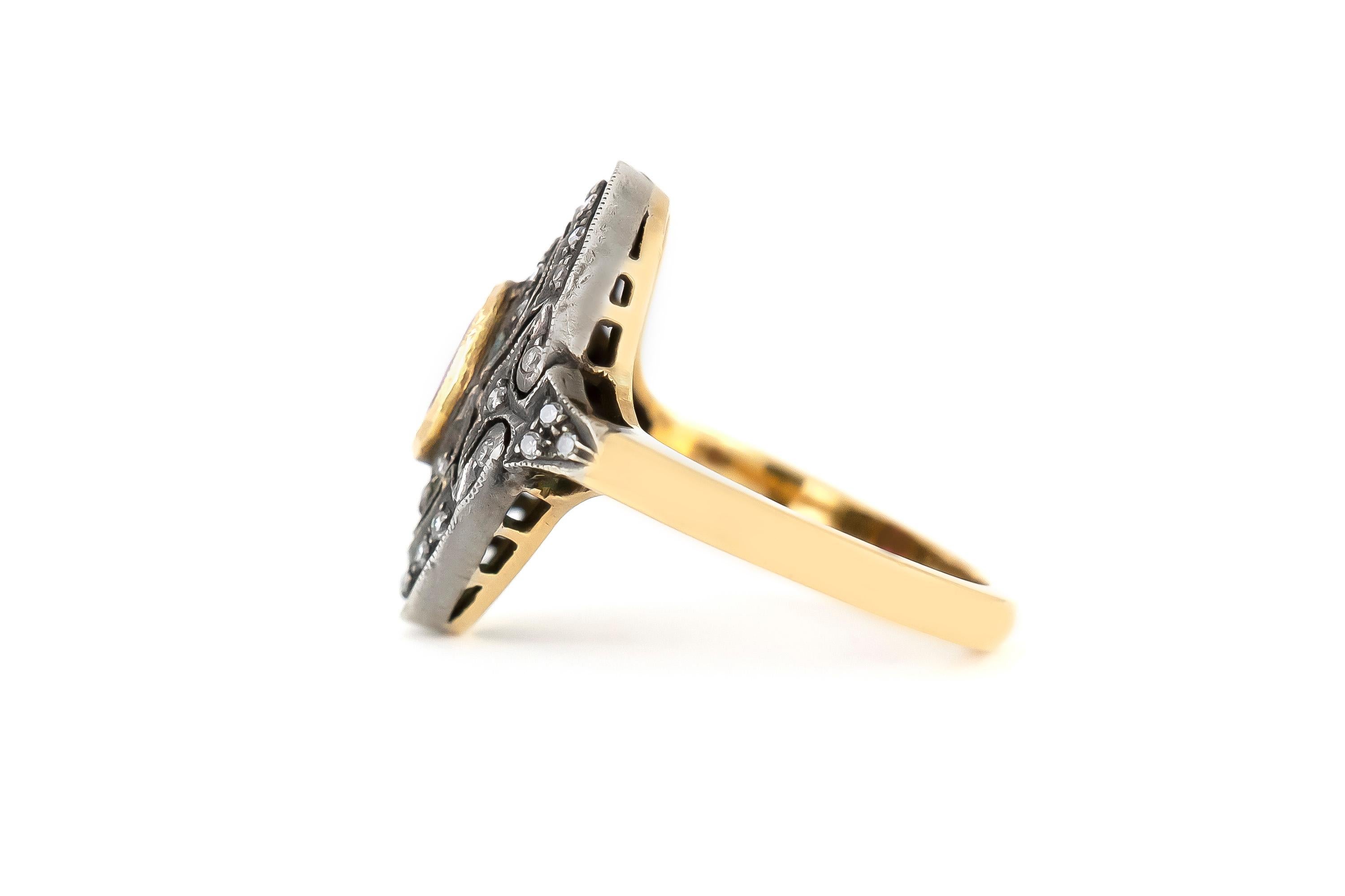 1860er Jahre Rubin mit Diamanten auf Replik-Fassung Ring im Zustand „Hervorragend“ im Angebot in New York, NY