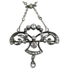 1860s Victorian Diamond Lavaliere Necklace Brooch 1.5 Carat
