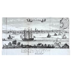 Vue de New York depuis le port dans les années 1860 avec les grands voiliers du manuel de la Saint-Valentin