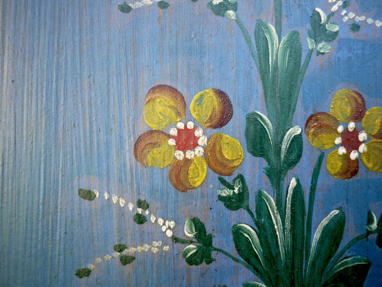 1861 Blue Brown Floral Painted Wardrobe 1