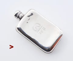 1861 British Victorian Spirits Flask argent massif 925 Sterling Silver / 101 gr