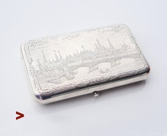 1861 Russische kaiserliche Zigarren- und Zigaretten-Tabakdose aus massivem 84er Silber / 160 g
