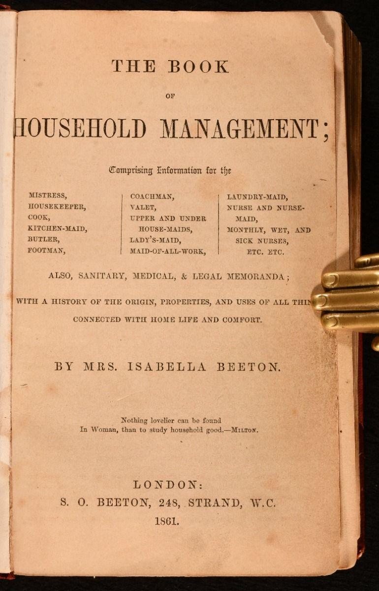 1861 The Book of Household Management In Good Condition For Sale In Bath, GB