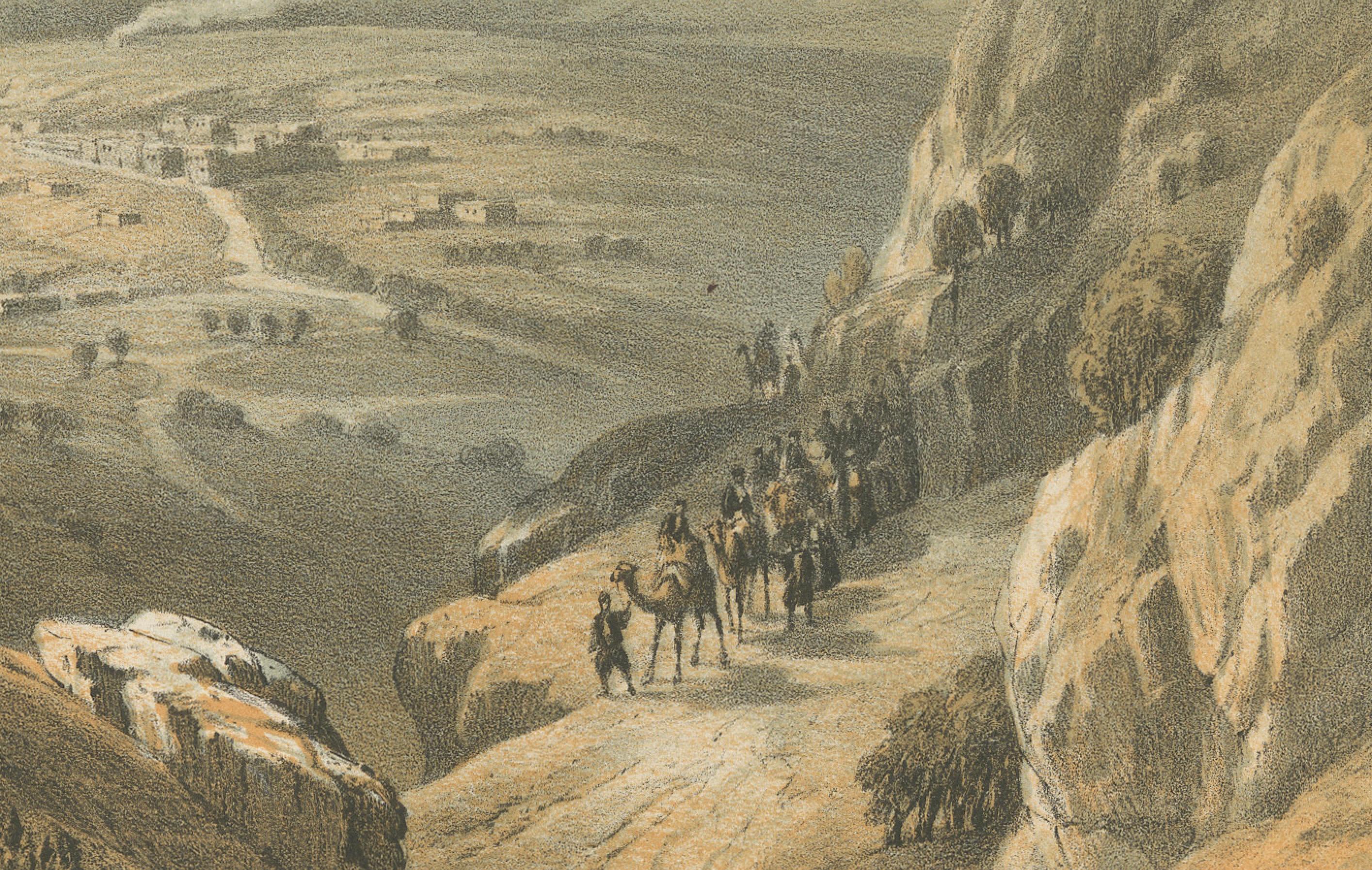 1862 Cromolitografía de Caná - Paisaje bíblico en el sur del Líbano en Bueno estado para la venta en Langweer, NL