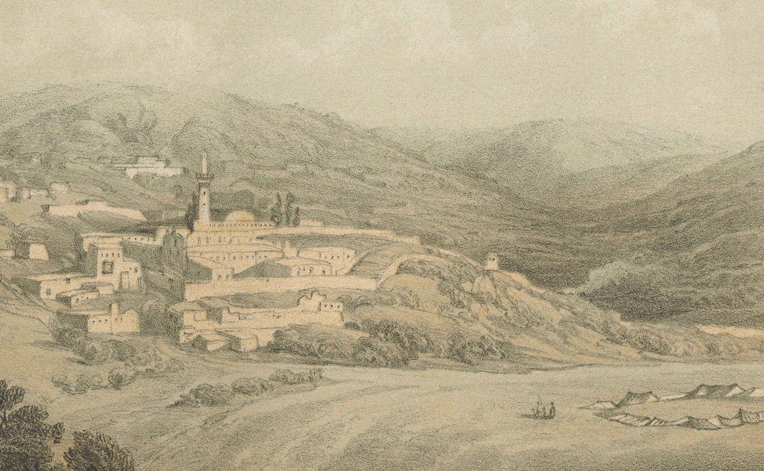 Mid-19th Century 1862 Chromolithograph of Nazareth – Biblical Landscape After David Roberts For Sale