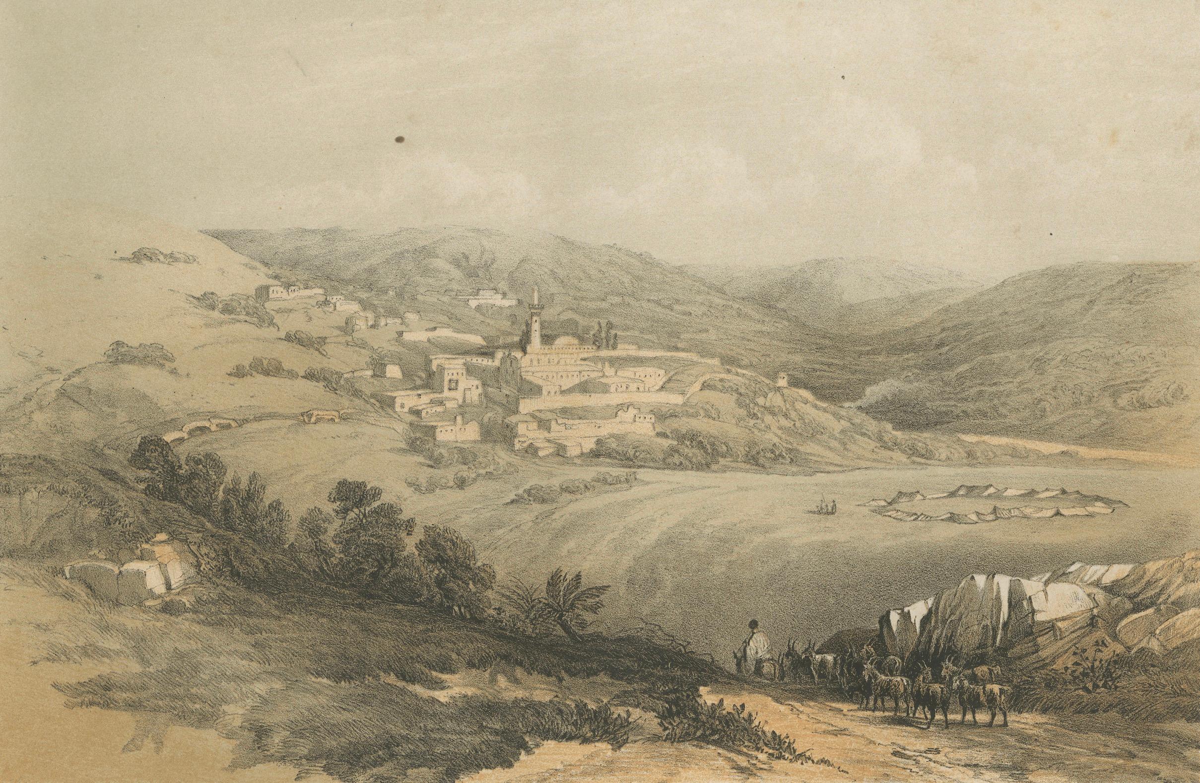 Paper 1862 Chromolithograph of Nazareth – Biblical Landscape After David Roberts For Sale