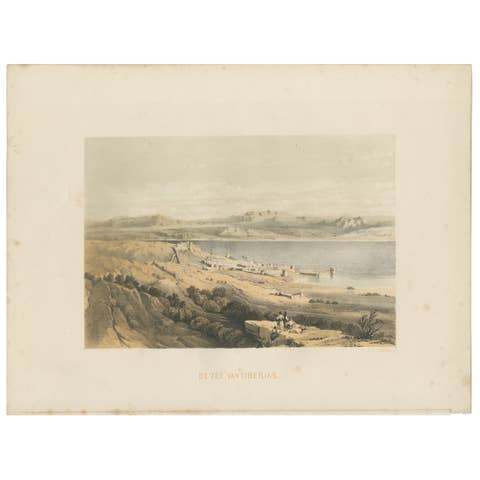 1862 Chromolithograph of the Sea of Tiberias – Biblical Landscape in Israël
