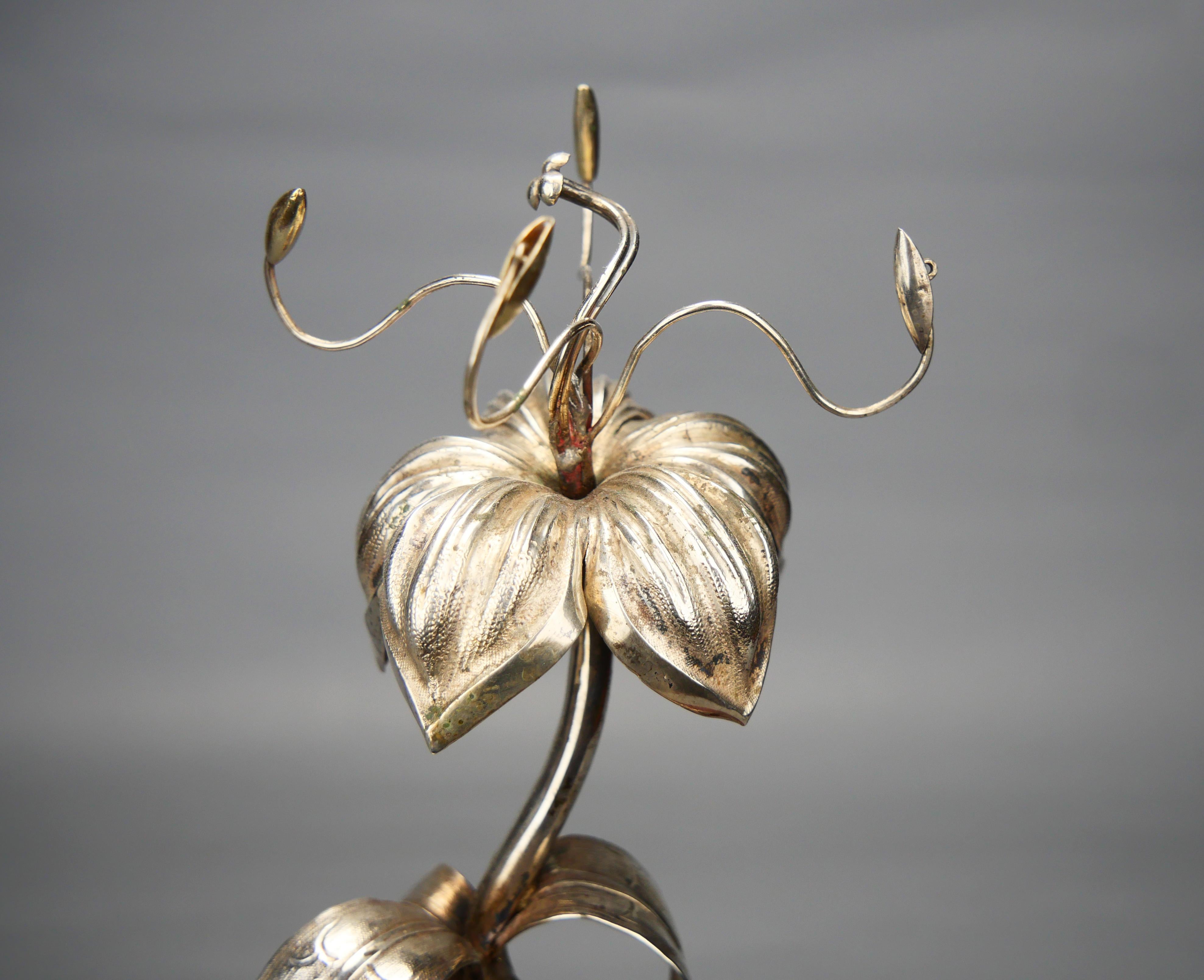 1862 Flower Jewelry Rings Demo Stand  solid 830 Silver Textile / 162 gr For Sale 9