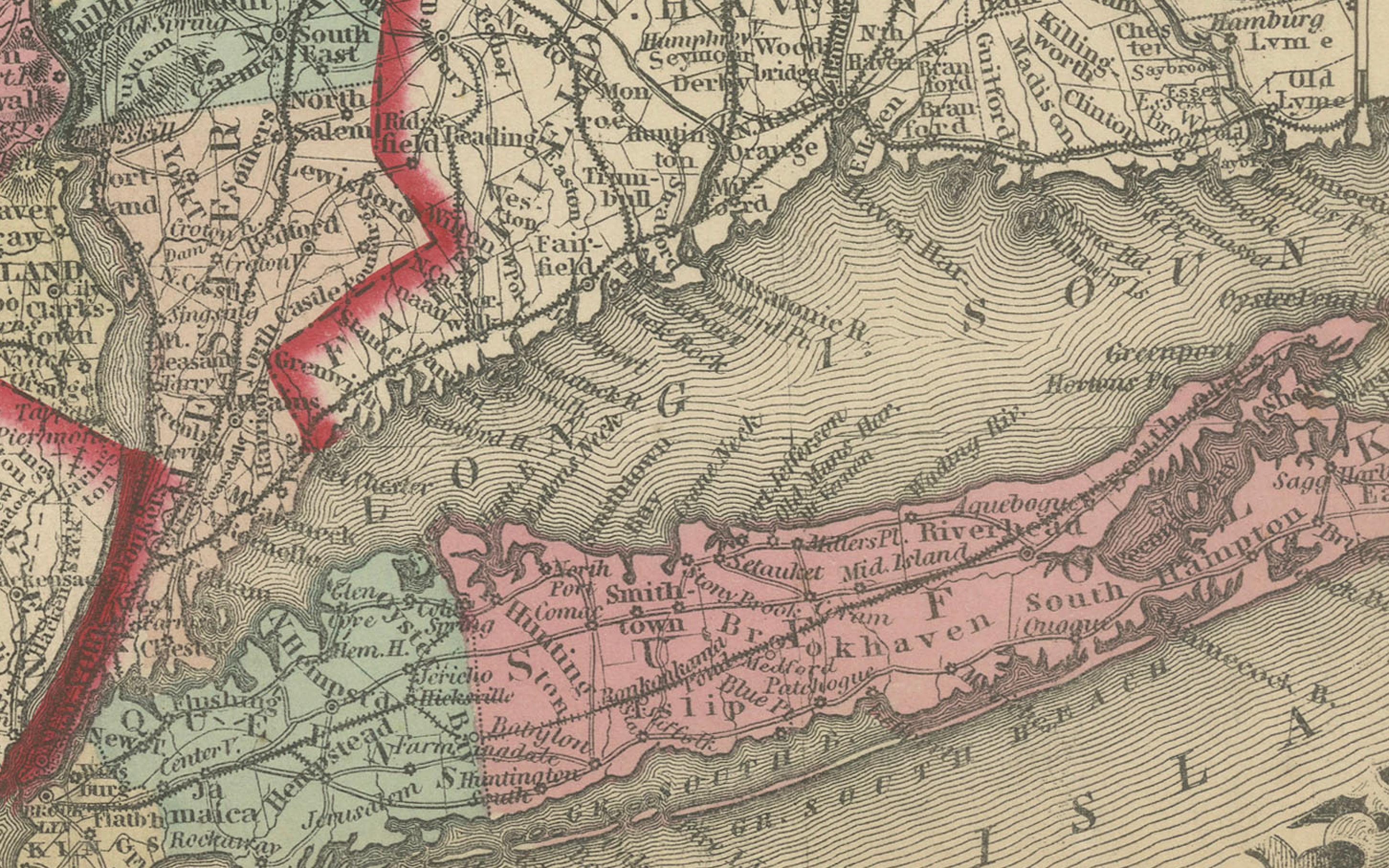 Milieu du XIXe siècle Carte de l'État de New York de 1862 par Johnson & Browning en vente