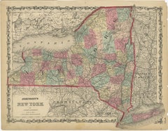1862 Johnson's Map of New York State by Johnson & Browning