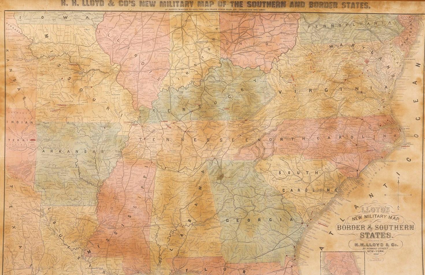 American 1862 Lloyd's New Military Map of the Border & Southern States