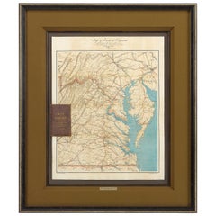 Antique 1862 Pocket Map of Eastern Virginia Representing the Seat of the Civil War