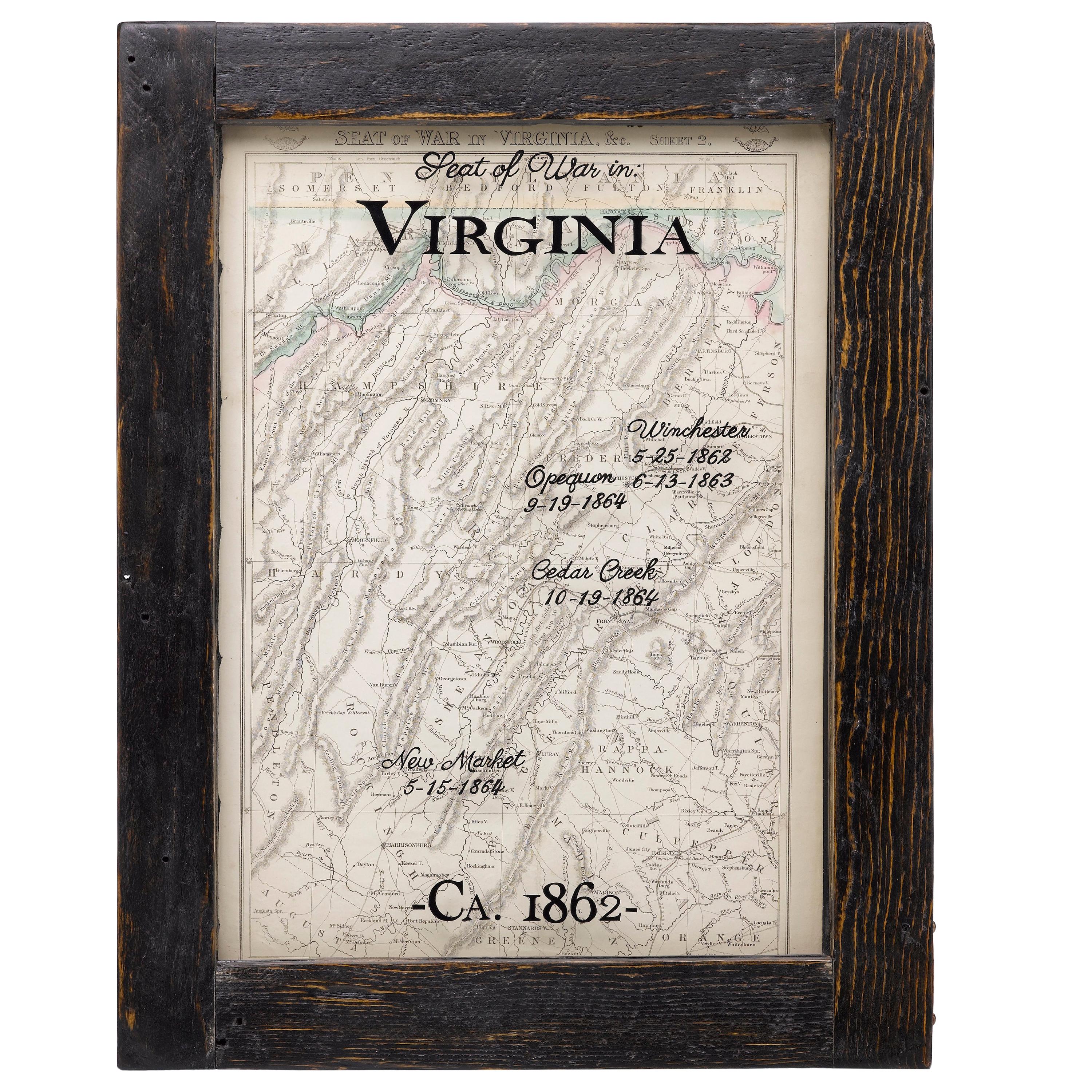 Antique Civil War Map of Virginia, "Seat of War in Virginia Sheet 2" 1862