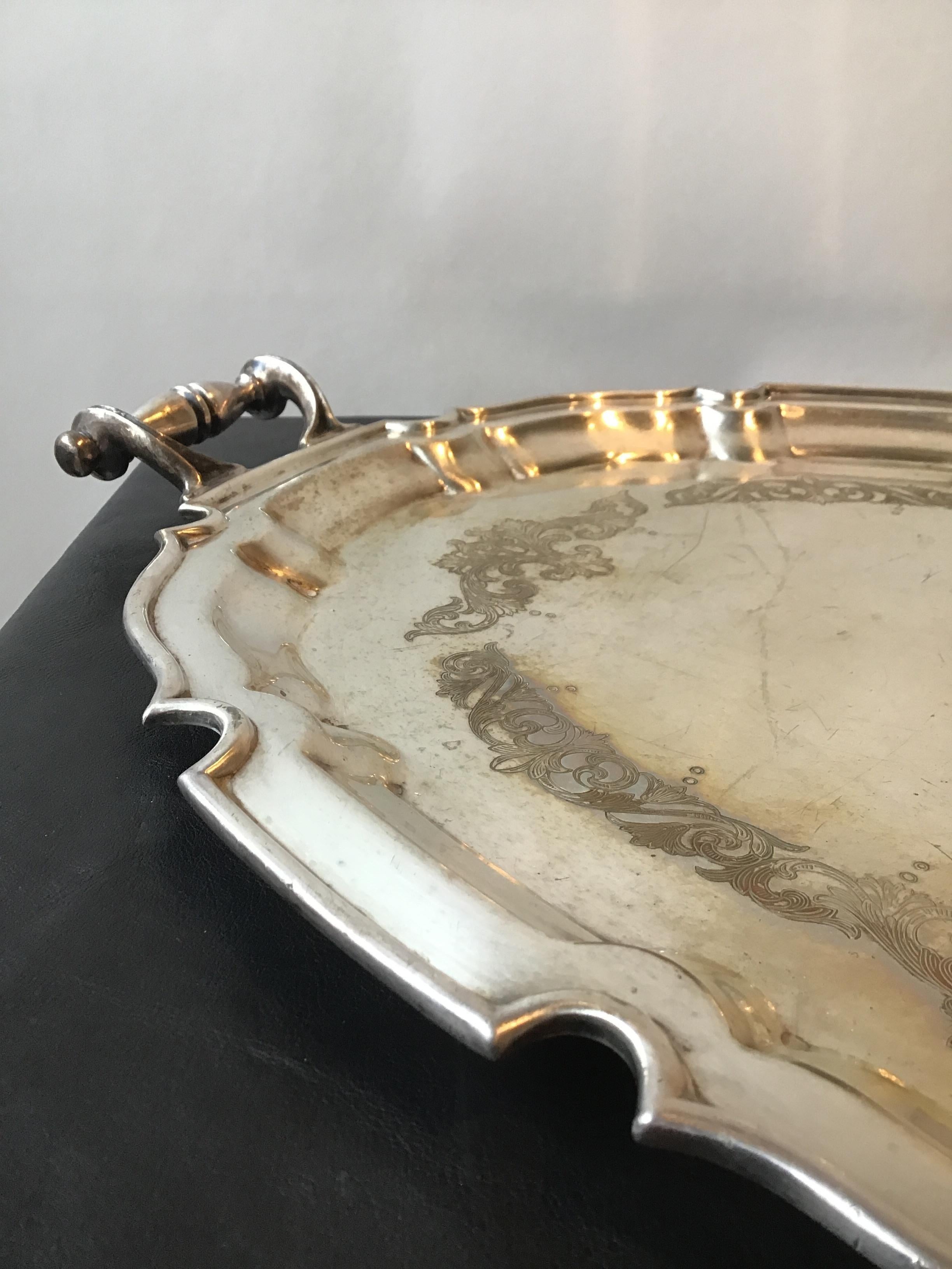 1862 Silver Plate Serving Tray For Sale 2