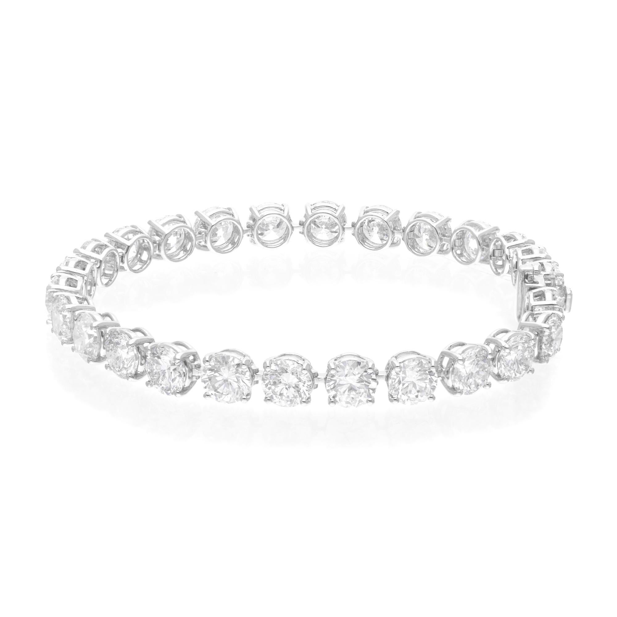 De las mujeres 18.62Ct SI/H Diamante Brillante Redondo Pulsera Aniversario 18k Oro Blanco en venta