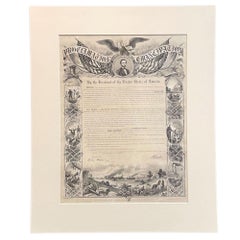 1864 Abraham Lincolns Emanzipationsproklamation, antiker Kupferstich von W Roberts