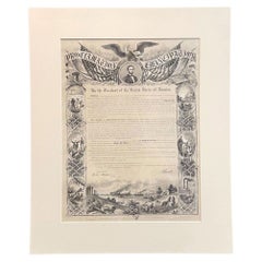1864 Abraham Lincolns Emanzipationsproklamation, antiker Kupferstich von W Roberts