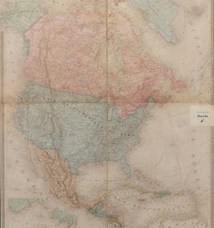 1864 Karte Nordamerikas, antike handkolorierte Karte, von Adolphe Hippolyte Dufour