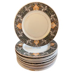 1864 Antique Dessert Plates with Griffin, Villeroy 
Boch, Rarity Full Set of 12