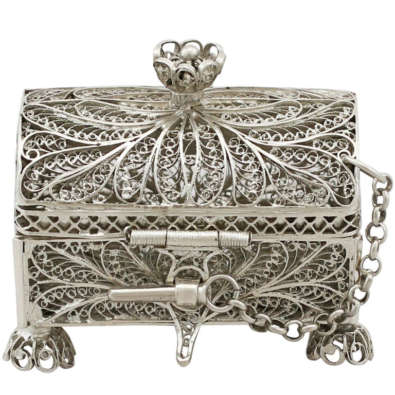 1864 Antique Russian Silver Trinket Box at 1stDibs