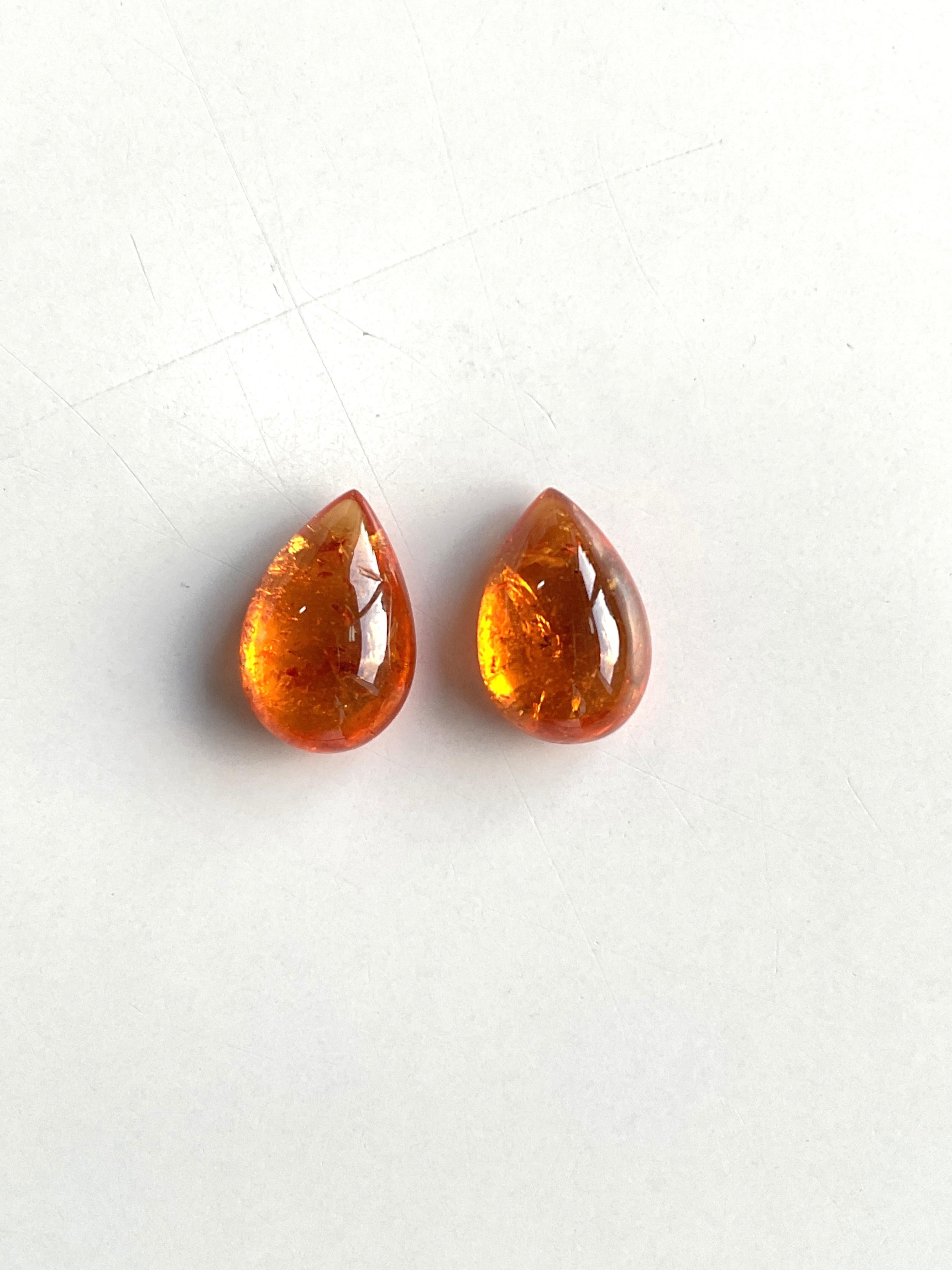 Pear Cut 18.64 Carats Fanta Spessartite Garnet Pear 2 Pieces Top Quality Natural Gemstone For Sale