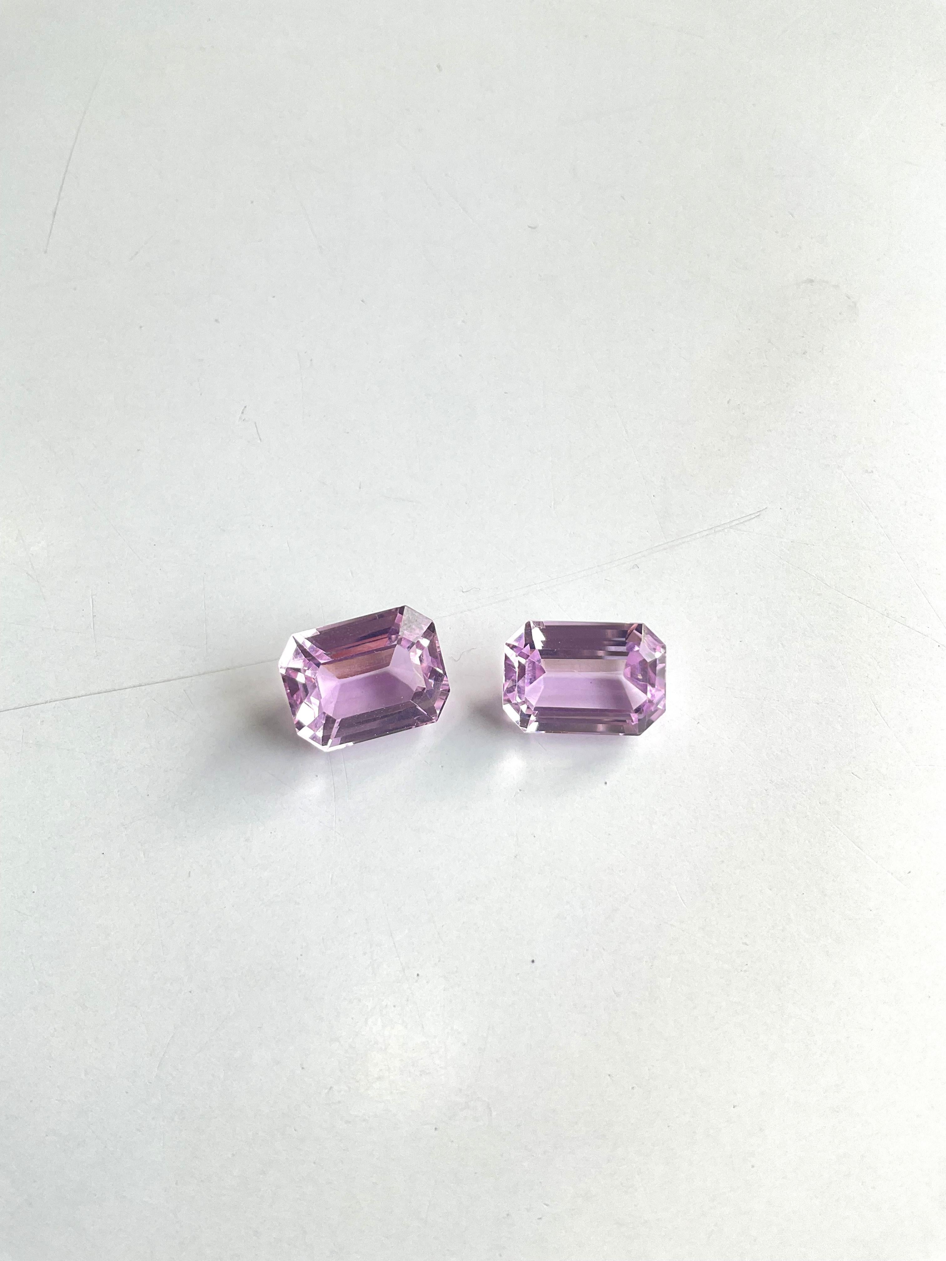 Women's or Men's 18.64 Carats Pink Kunzite Octagon Natural Cut Stones For Fine Gem Jewellery For Sale