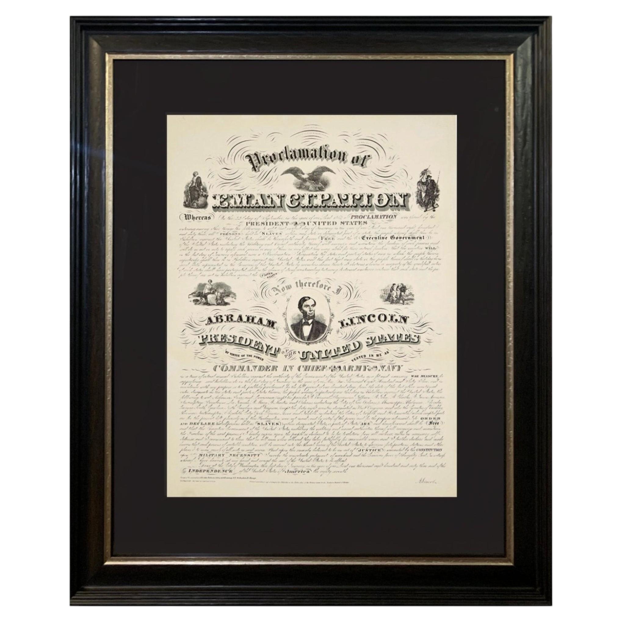 1864 Grabado de la "Proclamación de Emancipación" de Lincoln por Charles Shober