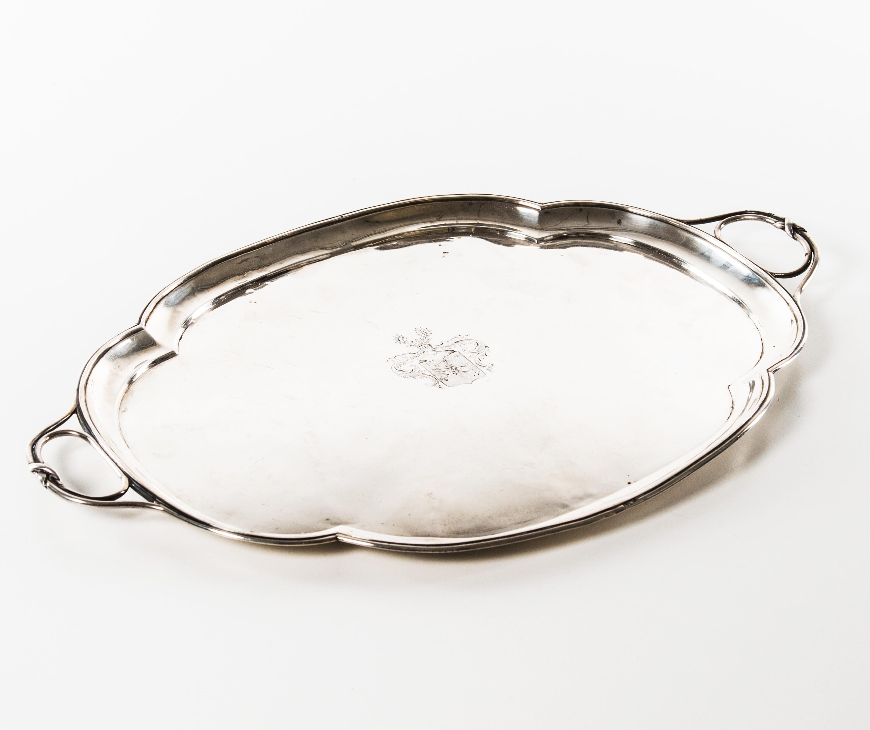 Russian Empire 1864 Imperial Russian Serving Platter House of Pechnikof 84 Silver / 562 gr For Sale