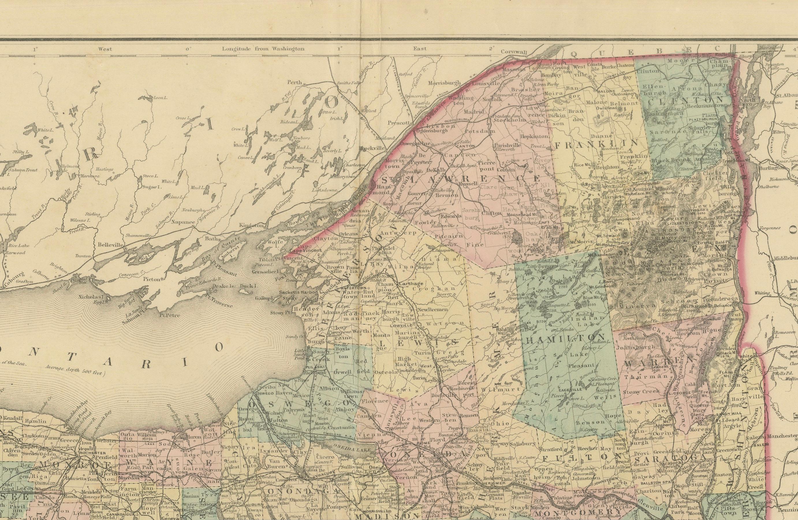 Mid-19th Century 1864 Johnson's Map of New York City and Adjacent Cities