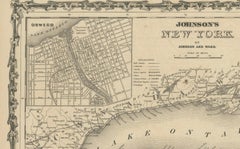 1864 Johnson's Map of New York State with City Insets