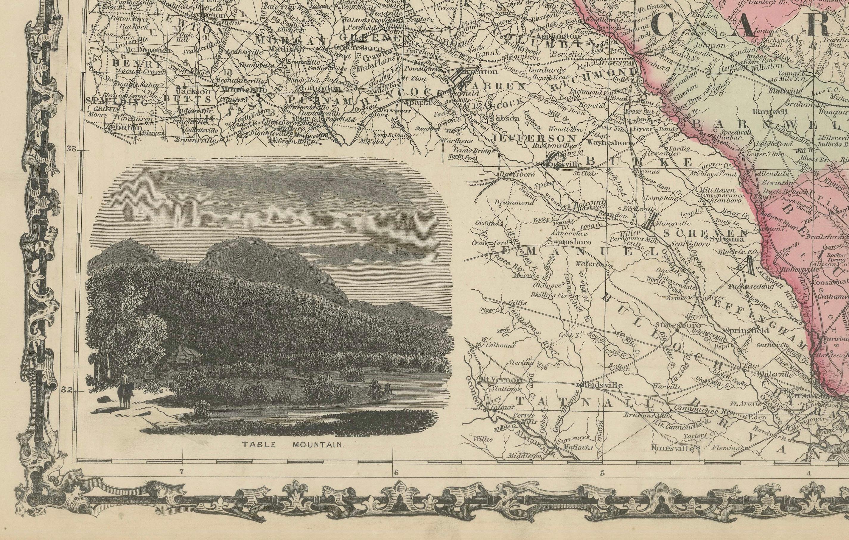1864 Mapa de Johnson de Carolina del Norte y del Sur con Charleston insertado Mediados del siglo XIX