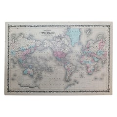 Carte du monde de 1864 réalisée par Johnson sur Mercator's Projection, Ric.B009