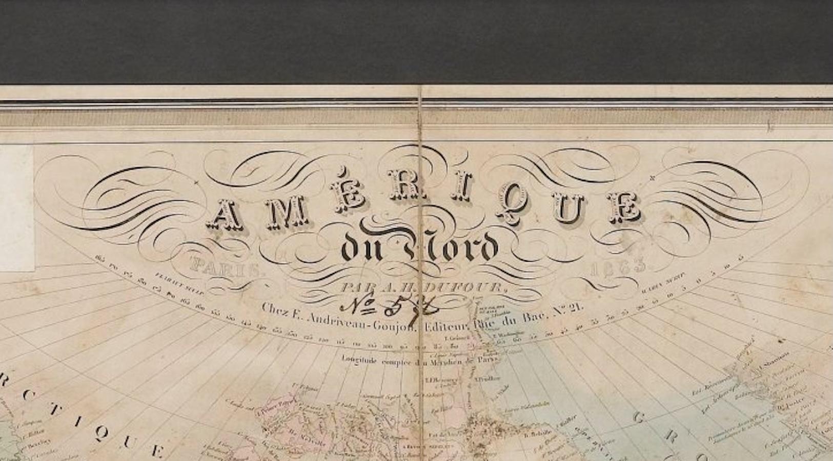Mappa del Nord America del 1864, Carta geografica antica colorata a mano, di Adolphe Hippolyte Dufour in vendita 3