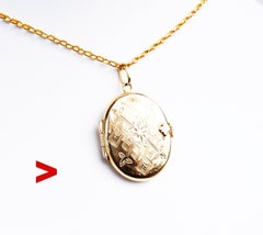 1864 Nordic Eternity Knot Pendant Picture Locket solid 18K Yellow Gold/ 4gr