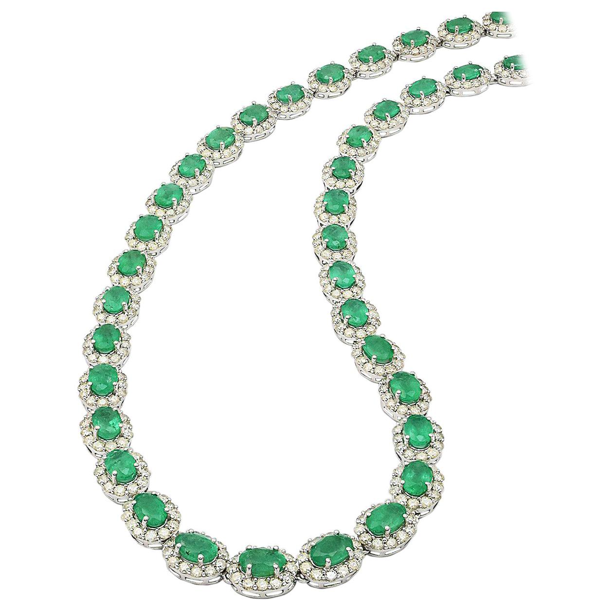 18.65 Carat Emerald Diamond Necklace For Sale