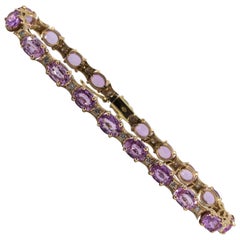 18.65 Carat Pink Sapphire 0.50 Carat Diamond Yellow Gold Bracelet