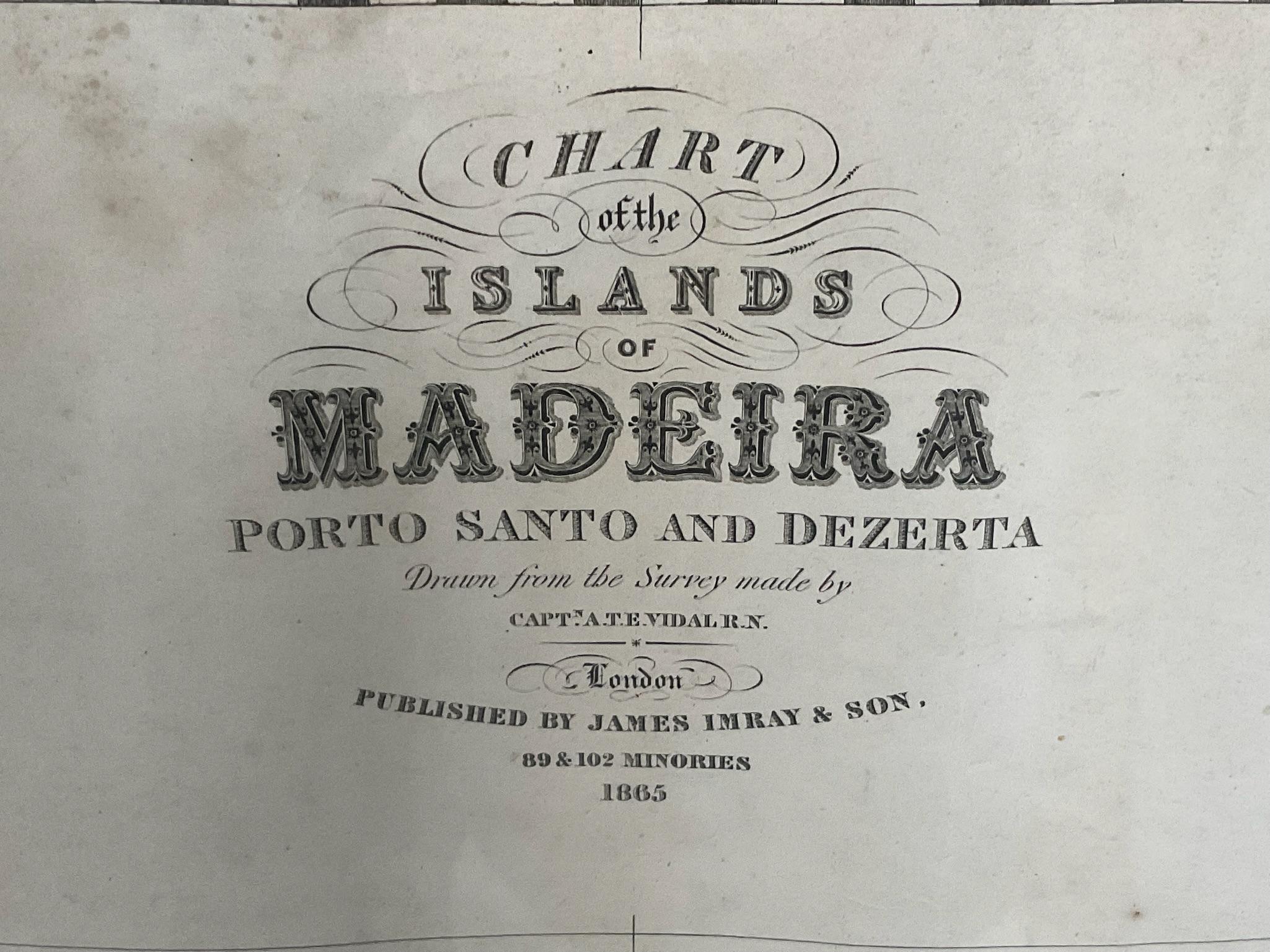 Mid-19th Century 1865 Chart of the Islands of Madeira For Sale