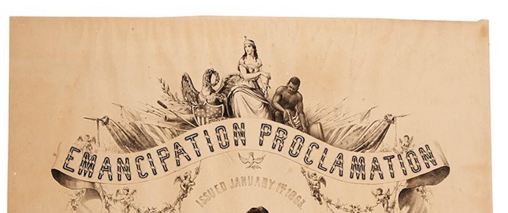 Proclamation d'émancipation de 1865, lithographie ancienne de P.S. Duval et fils en vente 1
