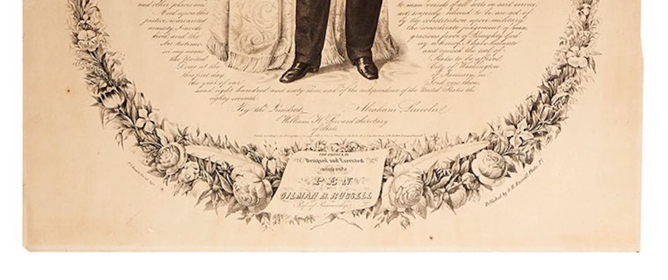 Proclamation d'émancipation de 1865, lithographie ancienne de P.S. Duval et fils en vente 2