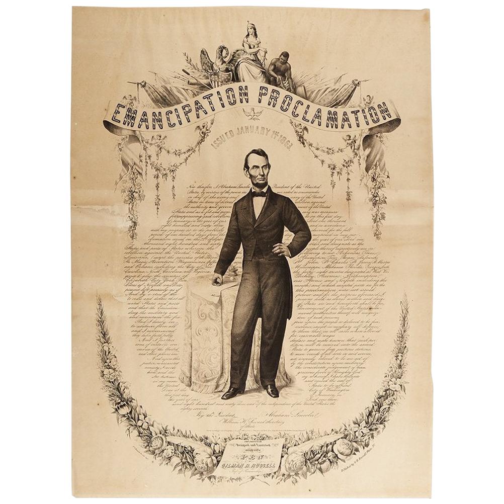 1865 Emancipation Proclamation, Antique Lithograph by P.S. Duval and Son For Sale