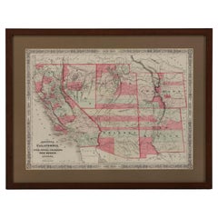 Vintage 1865 "Johnson's California, Utah, Nevada, Colorado, New Mexico, Arizona" Map