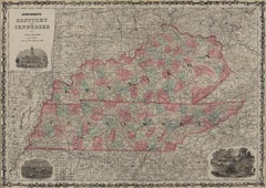 1865 "Johnson's Kentucky and Tennessee" Map by Johnson and Ward